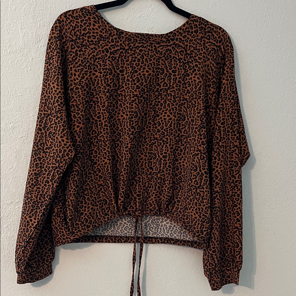 Michel Brown/Black Leopard Print Blouse Size M